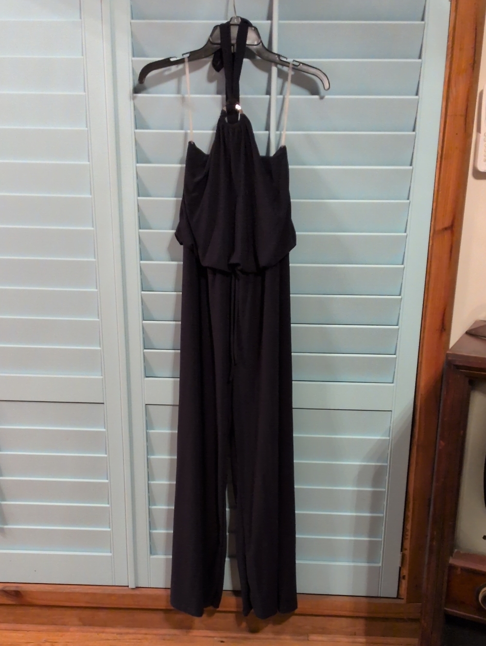 Gilli Navy Halter Wide-Leg Jumpsuit